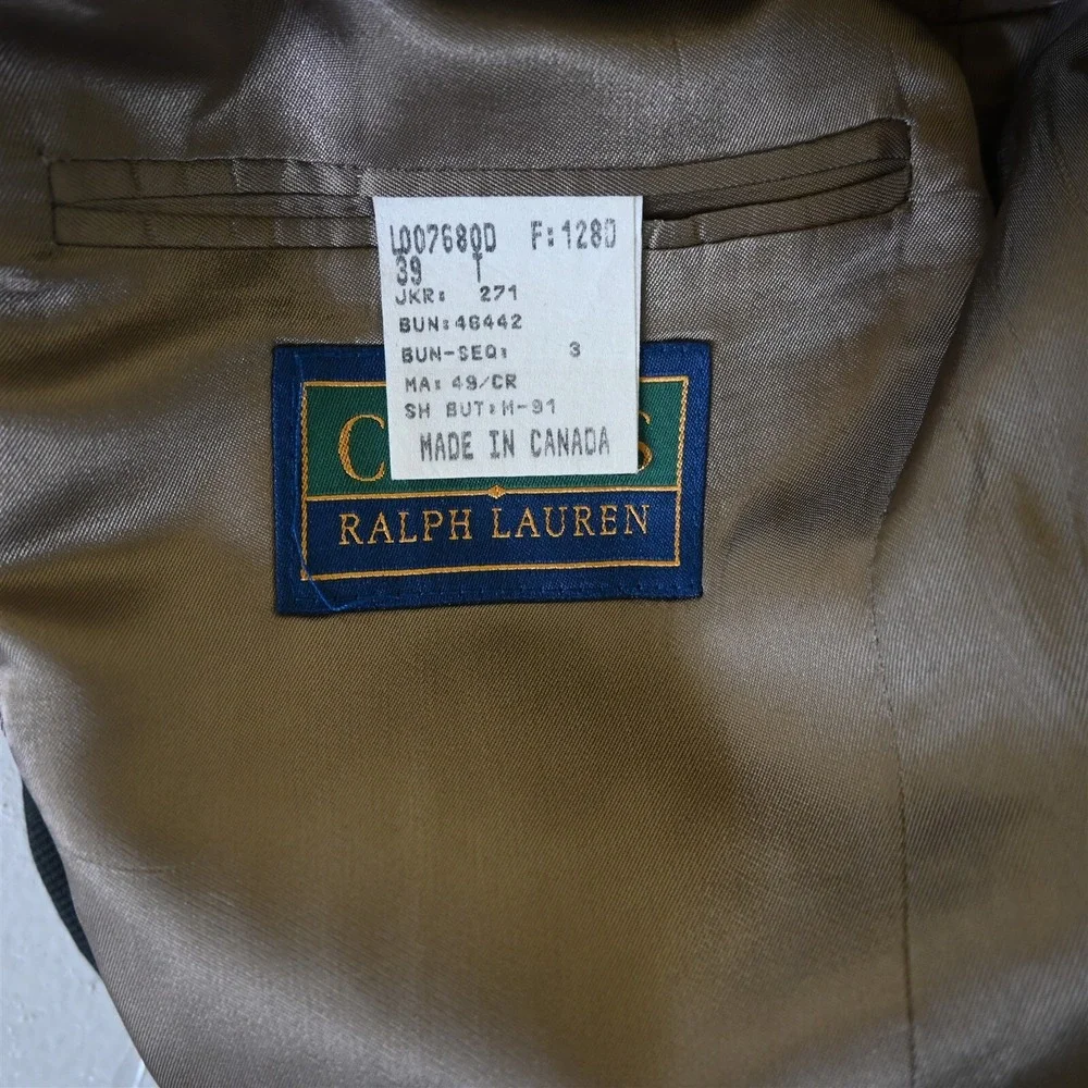 Vtg Chaps Ralph Lauren 39L 40L‎ Glenn Check 100% Wool Mens Blazer Sport Coat